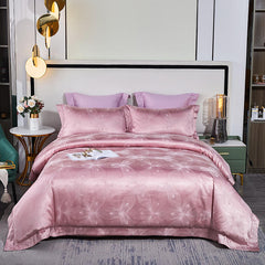 Luxury 4pcs European Jacquard Embroidery Pure Cotton Thickened Bedspread Wedding Room Bedding Quilt Cover Pillowcase