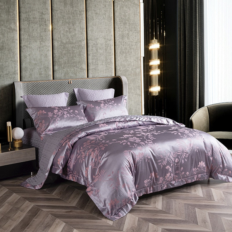Luxury 4pcs European Jacquard Embroidery Pure Cotton Thickened Bedspread Wedding Room Bedding Quilt Cover Pillowcase