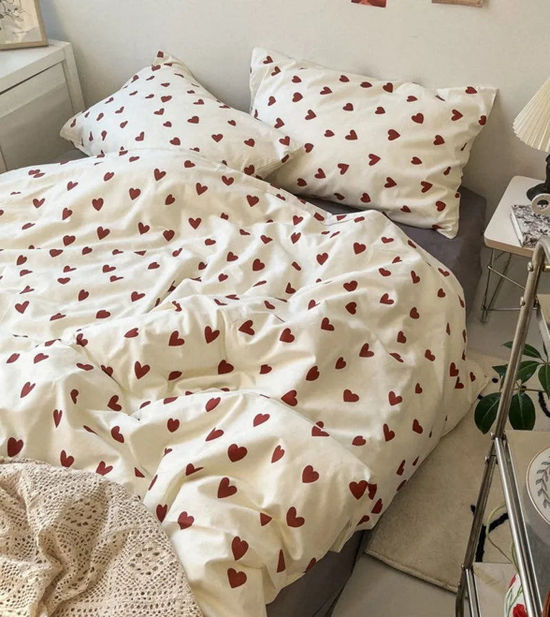 Ins Style Bedding Set No Filler Purple Tulip Fashion Duvet Cover Flat Sheet Pillowcase Girls Boys Single Double Size Bed Linen