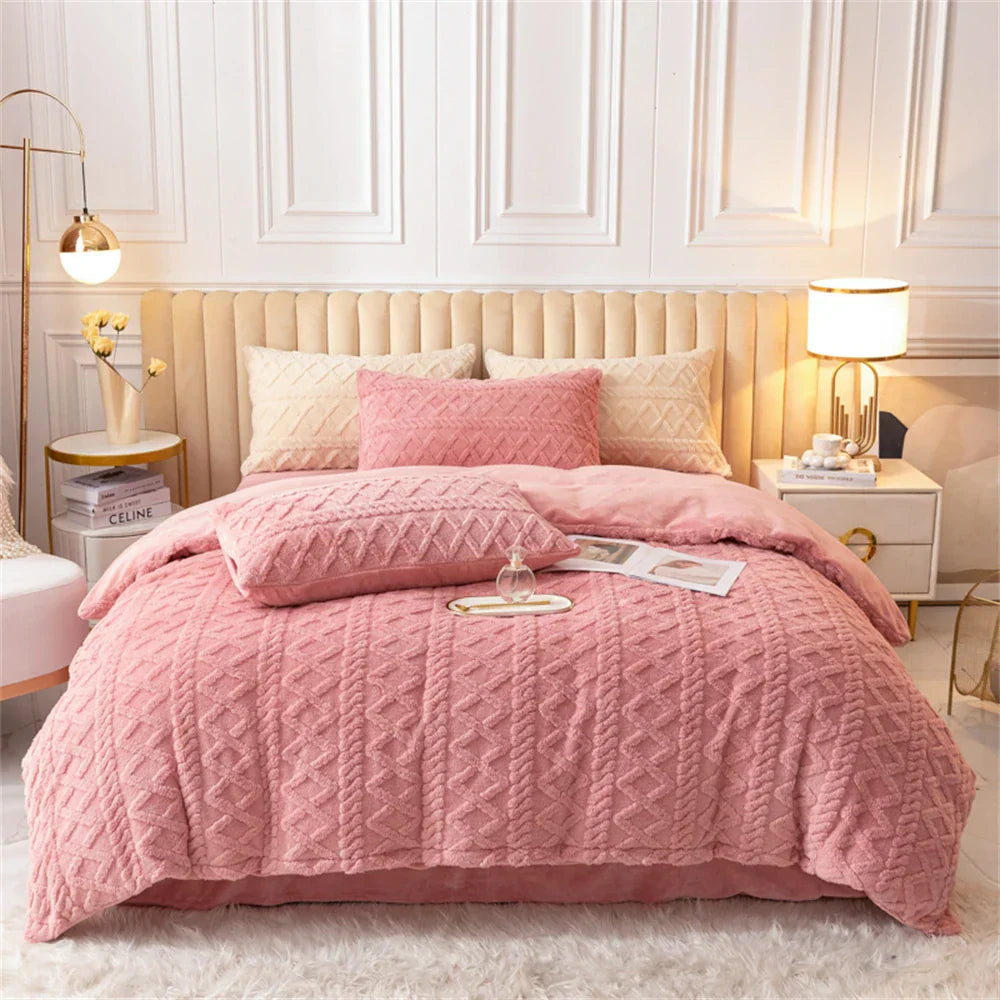 Milk Velvet Bedding Set Jacquard Tafu Velvet Thicken Winter Warm Four Piece Sets Quilt Cover Bed Linen Pillowcase Bedroom Decor