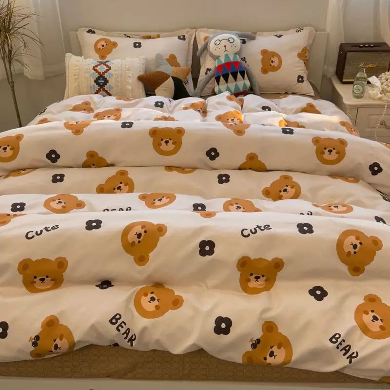 Tulips Duvet Cover Set with Flat Sheet Pillowcases Fashion Twin Double Queen Size Bed Linen Soft Boys Girls Bedding Kit