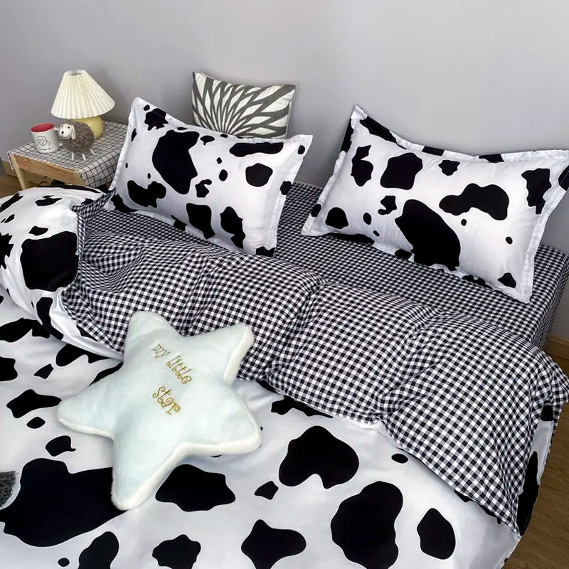 Ins Style Bedding Set No Filler Purple Tulip Fashion Duvet Cover Flat Sheet Pillowcase Girls Boys Single Double Size Bed Linen