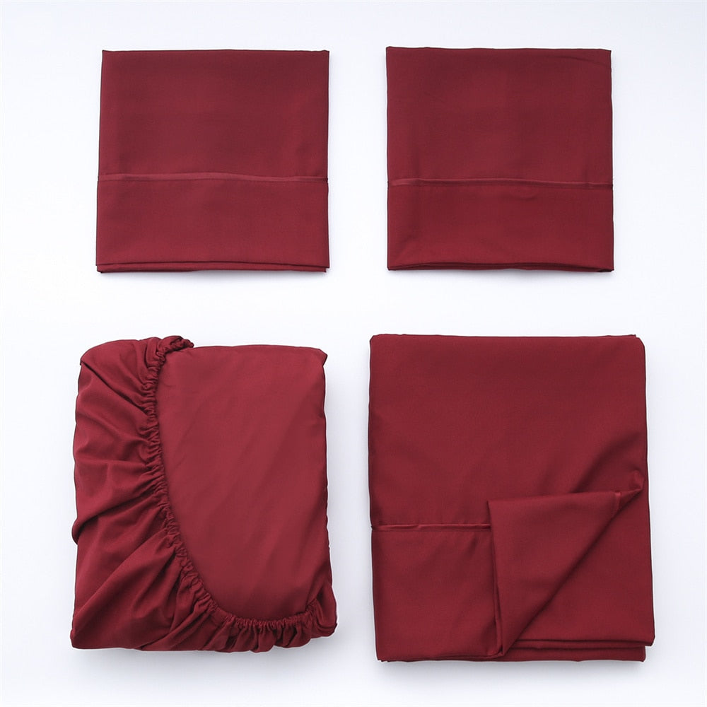 Luxury Brushed Inlay Cord Fitted Summer Sheet Mattress Cover Pillowcase Bedding Queen King Size Four Piece for Home Decor