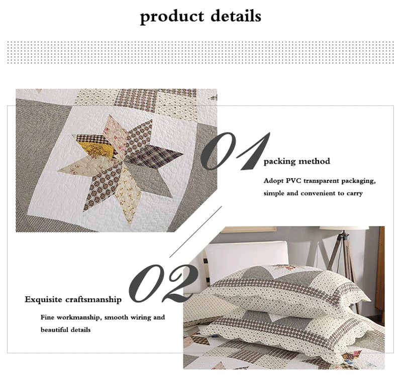 Single Double Bed Cotton Embroidered Patchwork 3 Piece Quilted Quilt Light Quilt Pillow Cover len?ol de cama casal