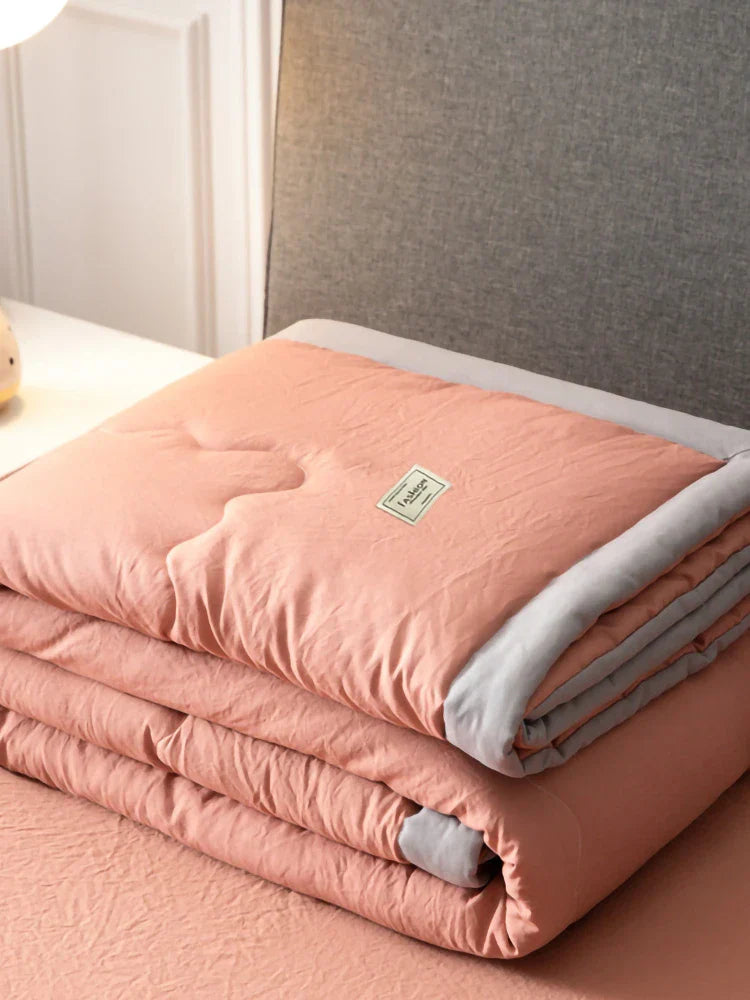 Airconditioning Quilt Gewassen Katoen Gooi Deken Quilten Dunne Dekbed Cooling Dekbed Gewatteerde Quilt Effen Kleur
