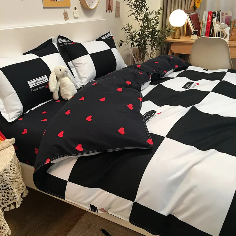 Ins Bedding Set Bed Linen 2 Bedrooms Duvet Cover For Girl Adults Bedspread Flat Sheet Quilt Cover King 220x240 Cover
