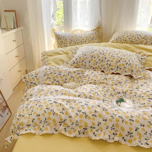 Lace Princess rose printed bedding set king size girl duvet cover set bedding sets elegant bed linen bed sheets and pillowcases