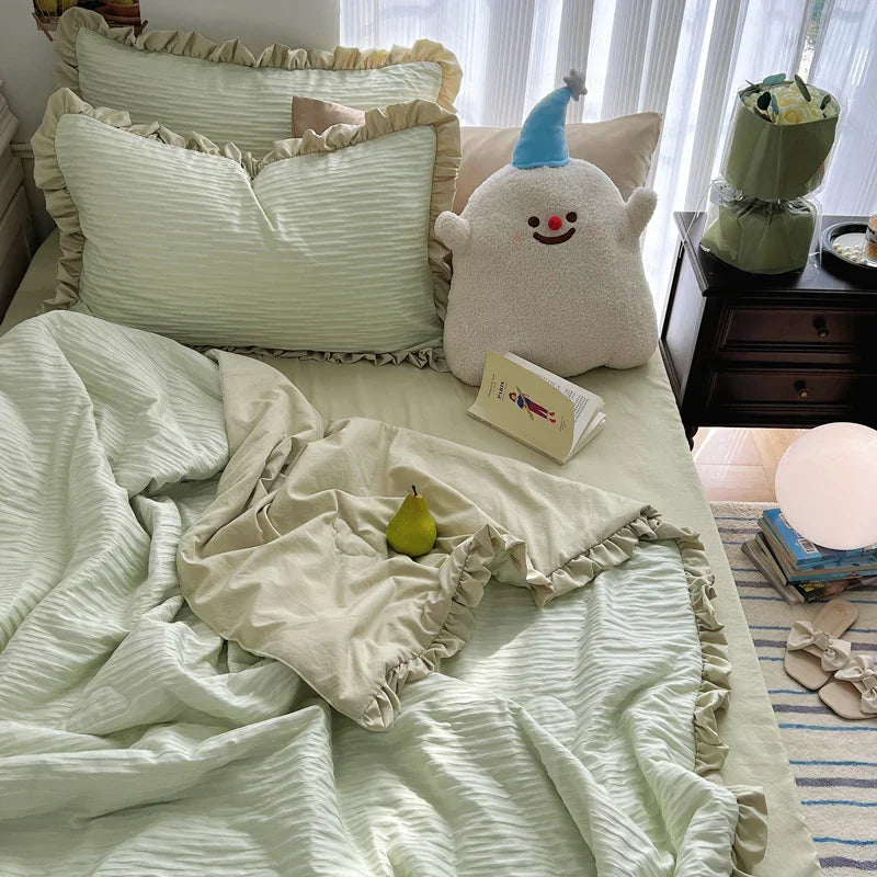 Korean Simple Bedding Set Modern Air Condition Thin Blankets Summer Quilt Pillowcase Comfortable Fluffy Blanket with Filling 이불