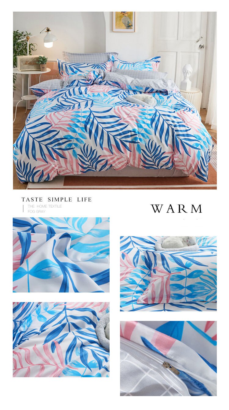 Quality Nordic 4pcs Bed Sheet Set and Bedding Queen/King Size Quilt Duvet Cover and Pillowcase Kit for Household