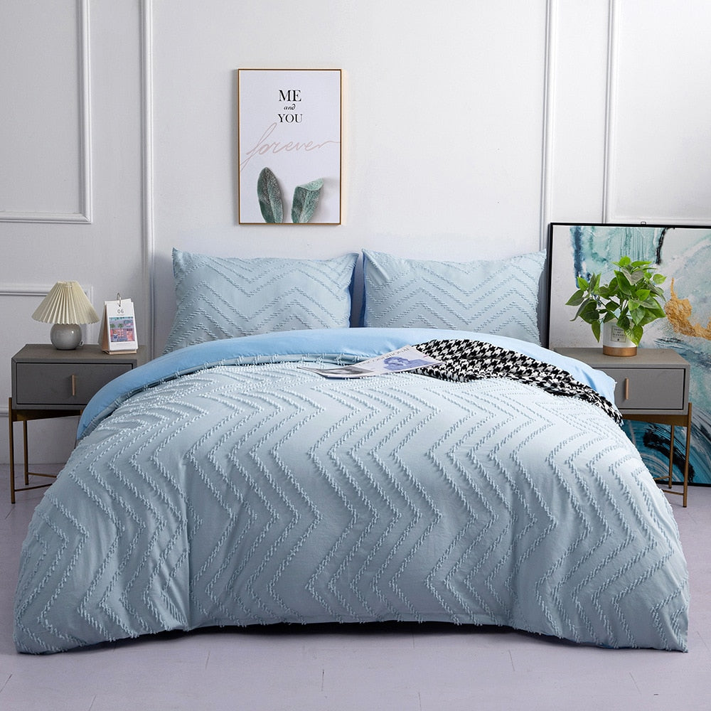 Luxury Nordic Tufted Solid Color Sheet Set Couple Double Bed Bedding Set Bedspread Quilt Cover Pillowcase for Bedroom