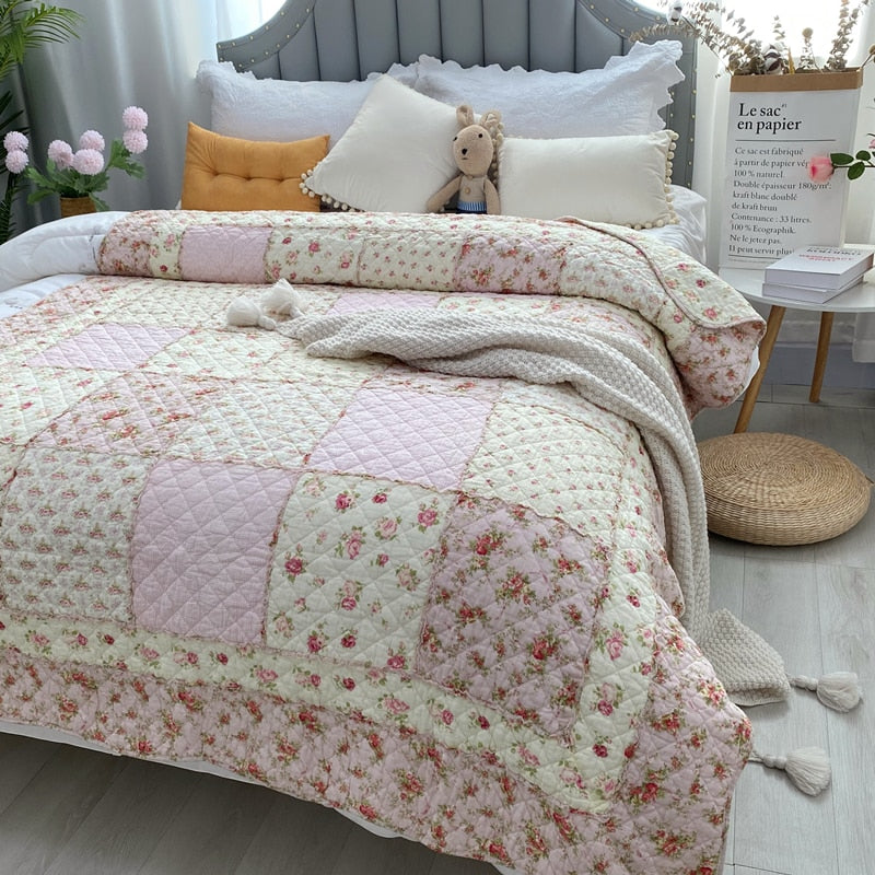 Patchwork Cotton Bed Quilt 1PC Bedspread on the Bed CHAUSUB Coverlet for Summer Twin 150*200 Sofa Cover Floral Quilted Blanket