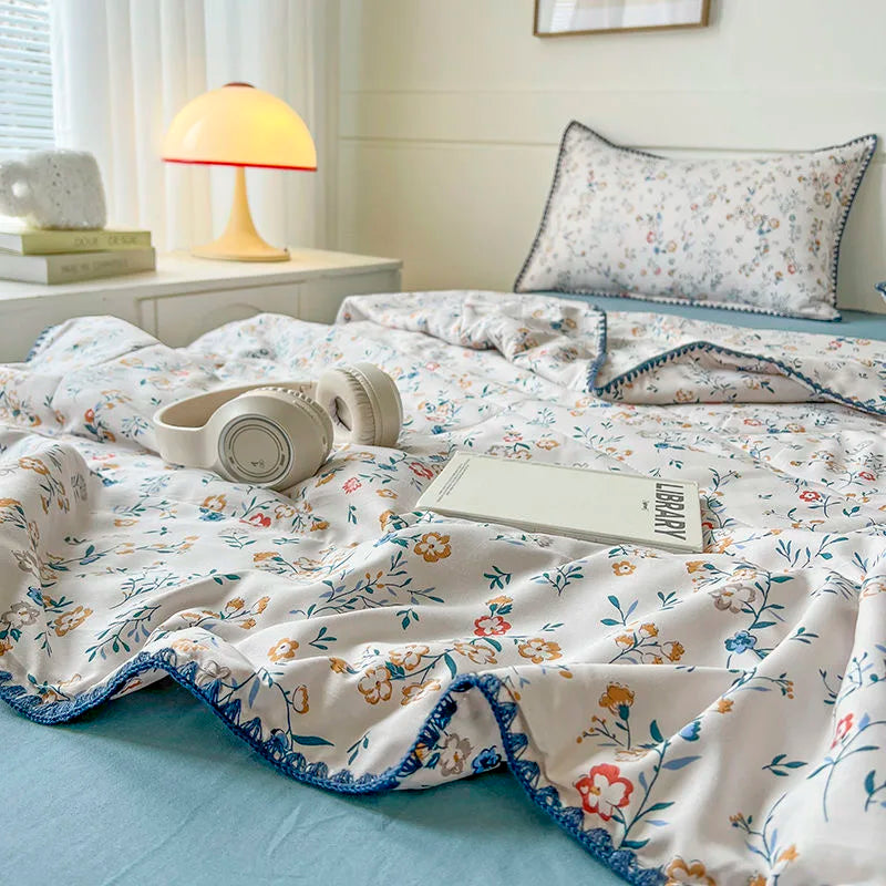 Summer Quilt French Style Comforter Quilt Flora  Household Machine Washable Suitable Cool and Refreshing이불  Blanket