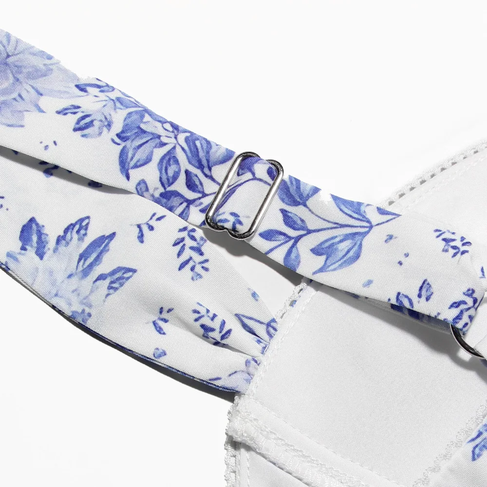 Blue Floral Layered Midi A-Line Dress