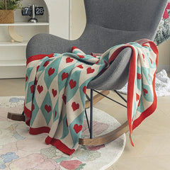 Ins Love Heart Knitted Blanket Soft Throw Blanket For Bed Sofa Towel For Girls Gift Decor Home Bedding 130x150cm