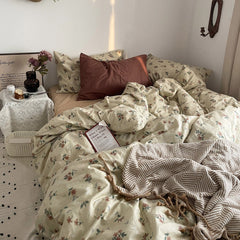 MORE HOME 100%Cotton Bedding Set Home Textile Vintage Floral Luxurious Pillowcase Sheet Quilt Cover Twin/Queen/Single Bed