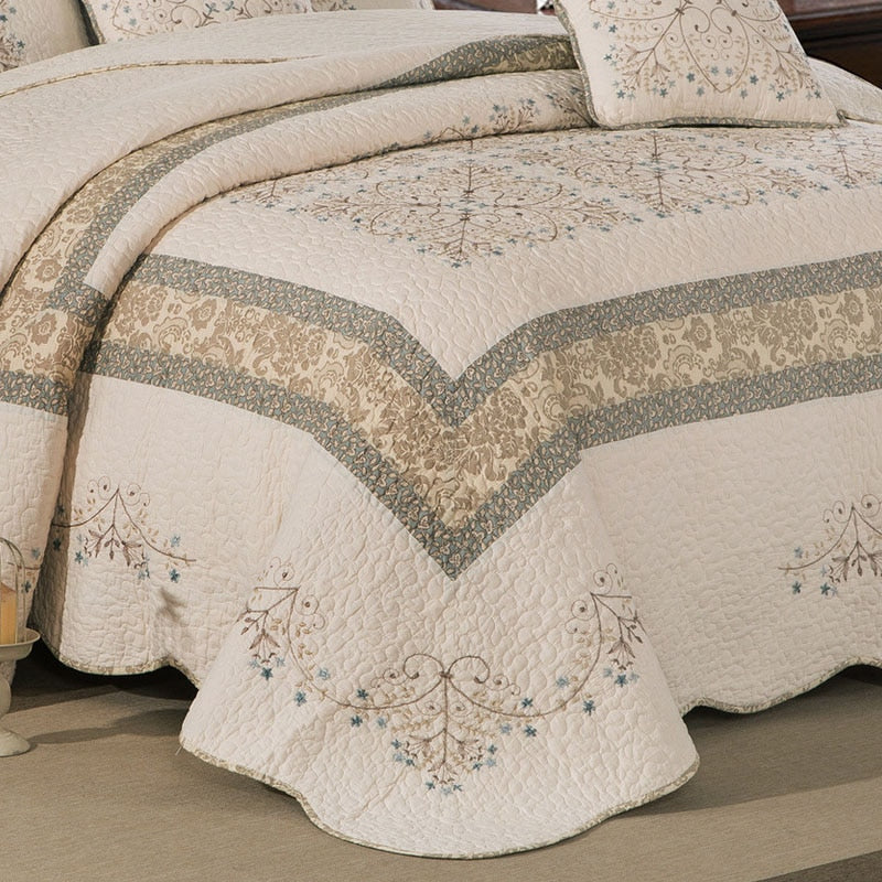 Embroidered Cotton Quilt Set 3PCS Bedspread on Bed Coverlet Super King Size Summer Comforter Blanket for Bed 1P/5PC Set