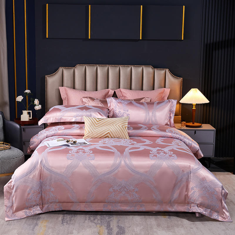 Luxury 4pcs European Jacquard Embroidery Pure Cotton Thickened Bedspread Wedding Room Bedding Quilt Cover Pillowcase