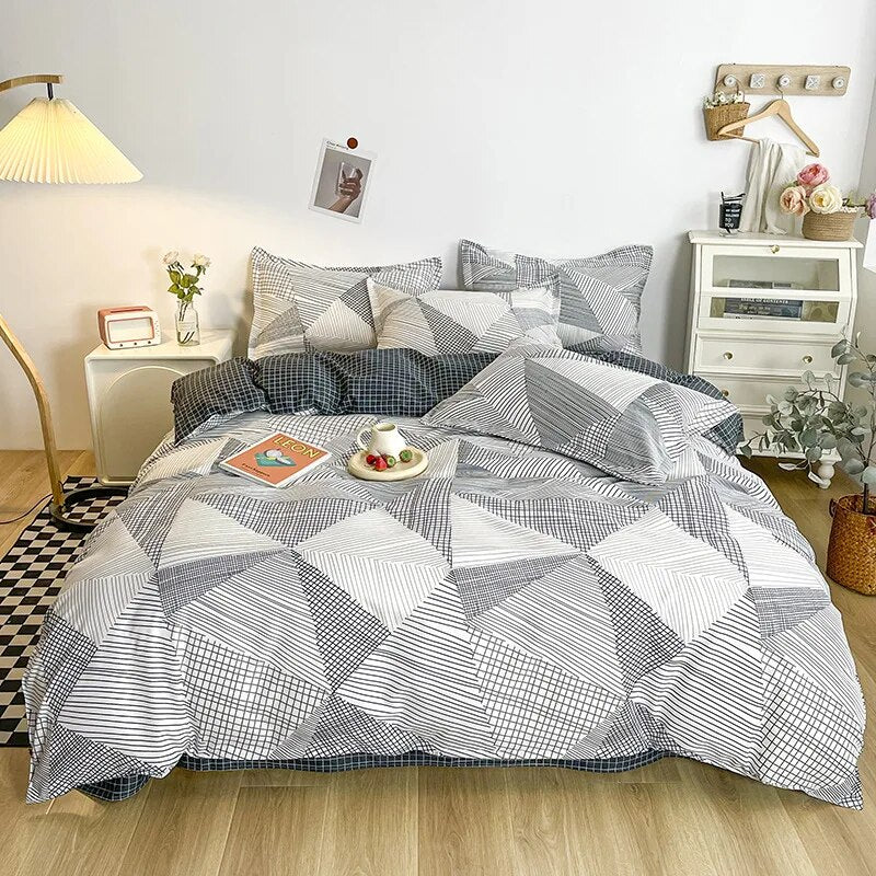  Floral Printed Duvet Cover Set with Sheet Pillowcases Warm Cute Cartoon Bed Linen Full Queen Size Home Gift Bedding Set