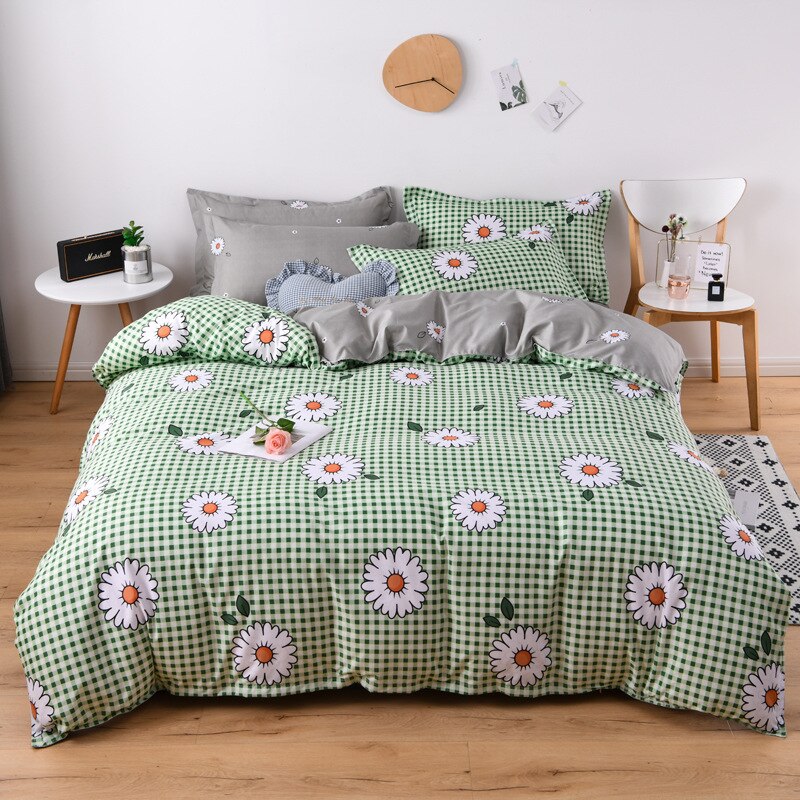 Quality Nordic 4pcs Bed Sheet Set and Bedding Queen/King Size Quilt Duvet Cover and Pillowcase Kit for Household