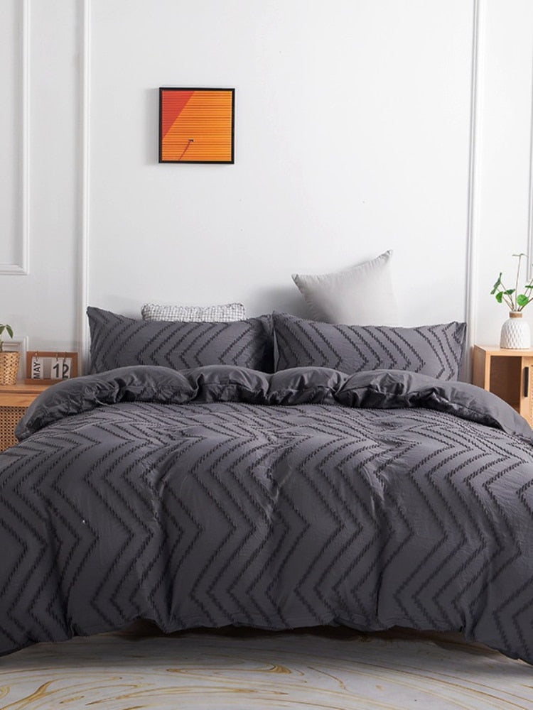 Luxury Nordic Tufted Solid Color Sheet Set Couple Double Bed Bedding Set Bedspread Quilt Cover Pillowcase for Bedroom