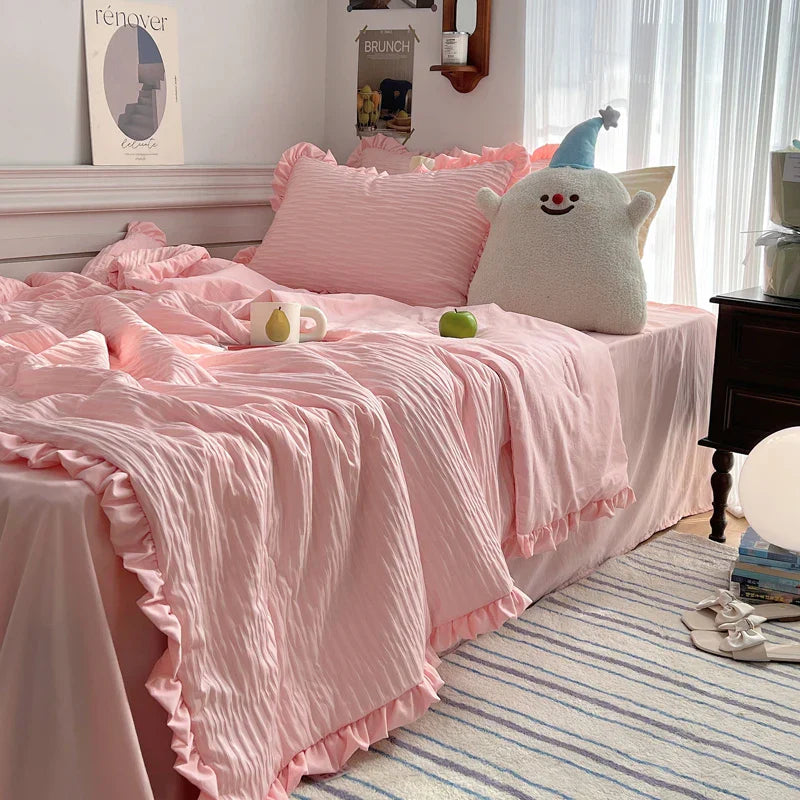 Korean Simple Bedding Set Modern Air Condition Thin Blankets Summer Quilt Pillowcase Comfortable Fluffy Blanket with Filling 이불