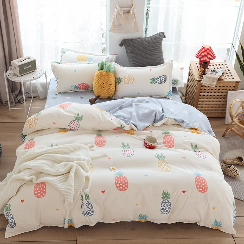 Quality Simple 4pcs Bed Linen Sheet Set Pillowcase Nordic AB Version Soft Comfortable Quilt Comforter Cover for Household
