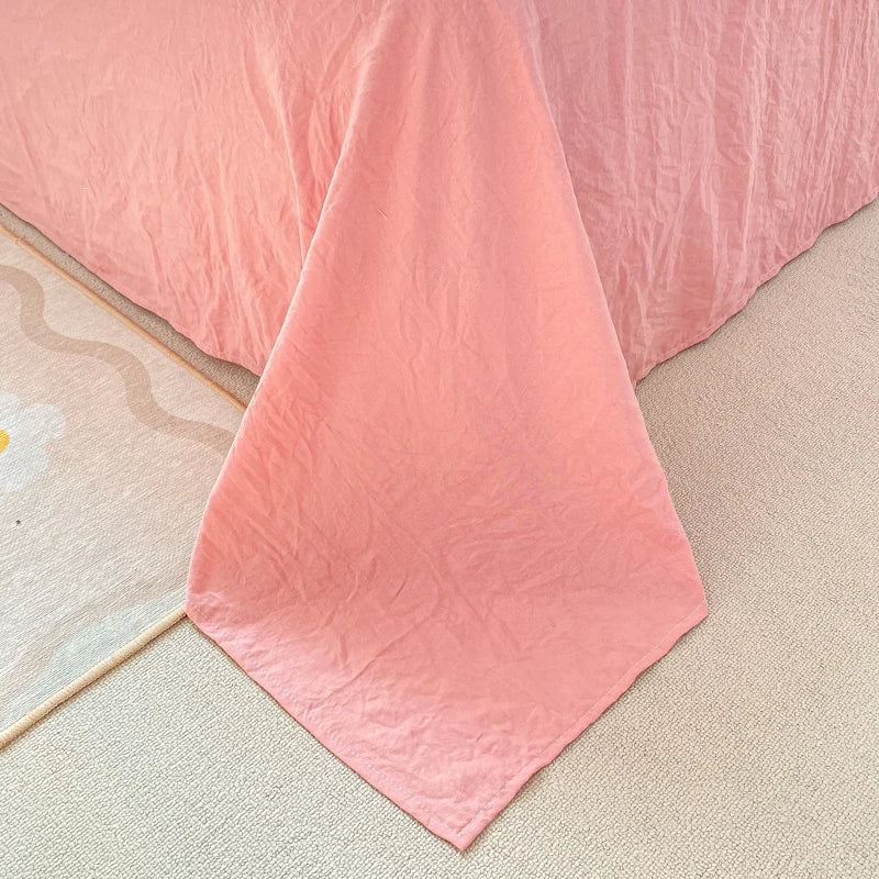 Ins Pink Strawberry Cute Bedding Set Cartoon Fruit Duvet Cover Soft Queen Full Size Flat Bed Sheet Girls Quilt Cover Pillowcase