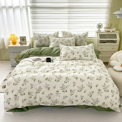  Floral Printed Duvet Cover Set with Sheet Pillowcases Warm Cute Cartoon Bed Linen Full Queen Size Home Gift Bedding Set