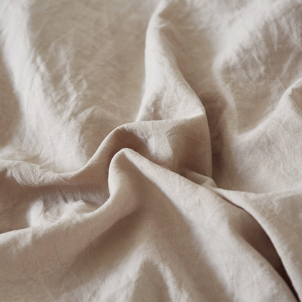 Unique Lace Up Design Thickened Washed Cotton Queen Bed King Size Bedding Sets Duvet Cover with Pillowcases No Sheets