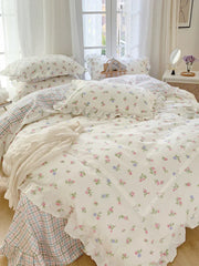 Lace Princess rose printed bedding set king size girl duvet cover set bedding sets elegant bed linen bed sheets and pillowcases