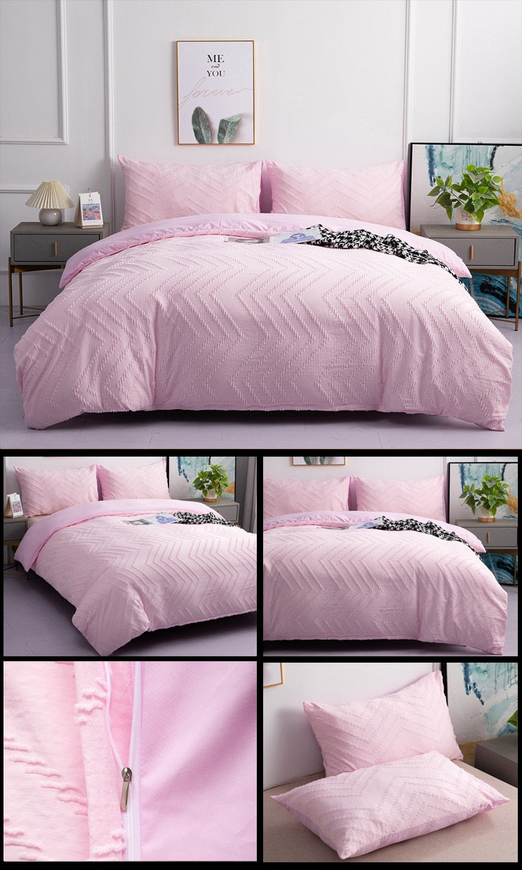 Luxury Nordic Tufted Solid Color Sheet Set Couple Double Bed Bedding Set Bedspread Quilt Cover Pillowcase for Bedroom