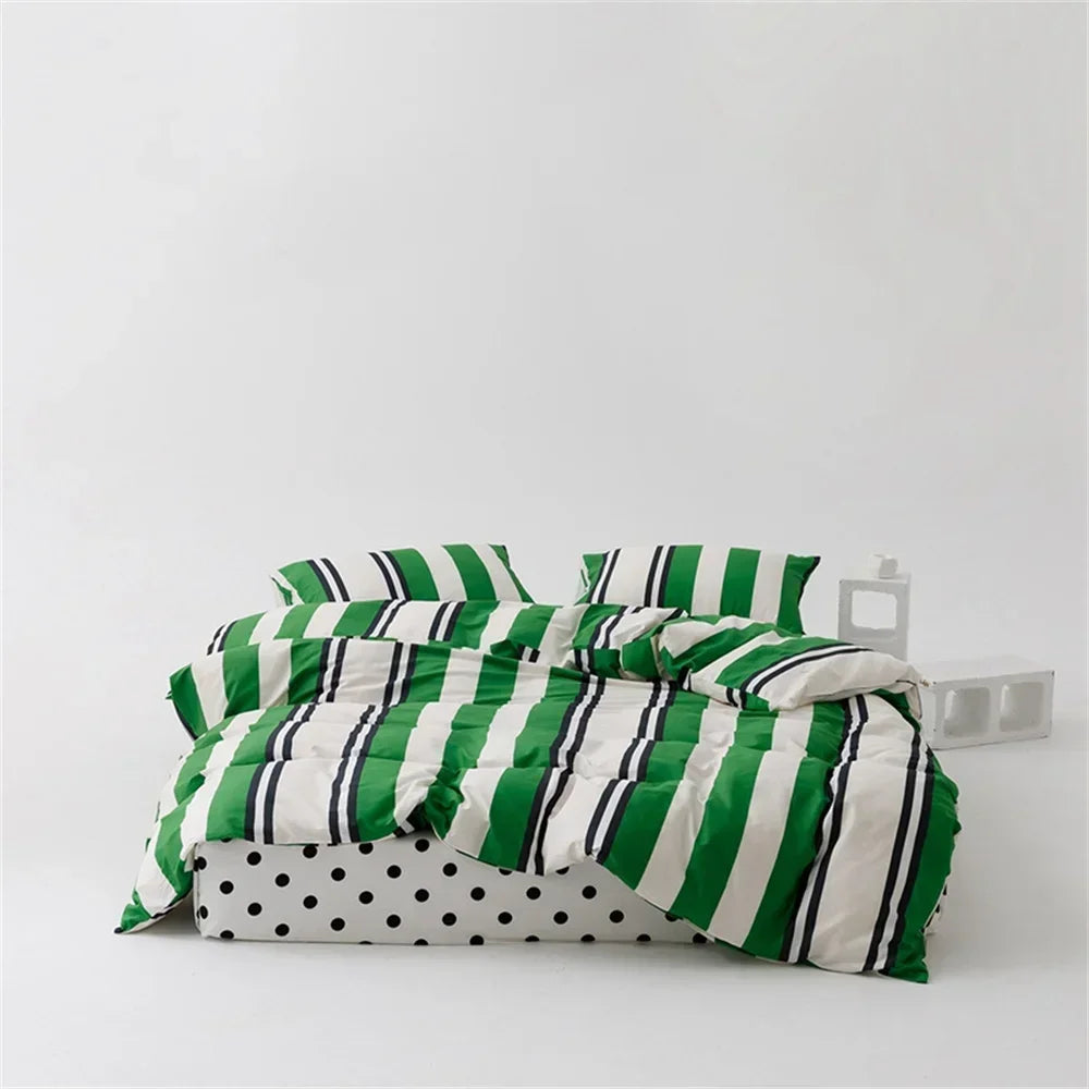 Nordic Grey Blue Stripes Duvet Cover Set Cotton Queen King Size Bedding Set Bedlinens Sheet Pillowcases