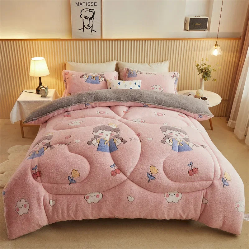 Autumn and Winter Double Face Quilt Snow Velvet Milk Velvet Winter Quilt Thickened Quilt Core Single Double Bedding