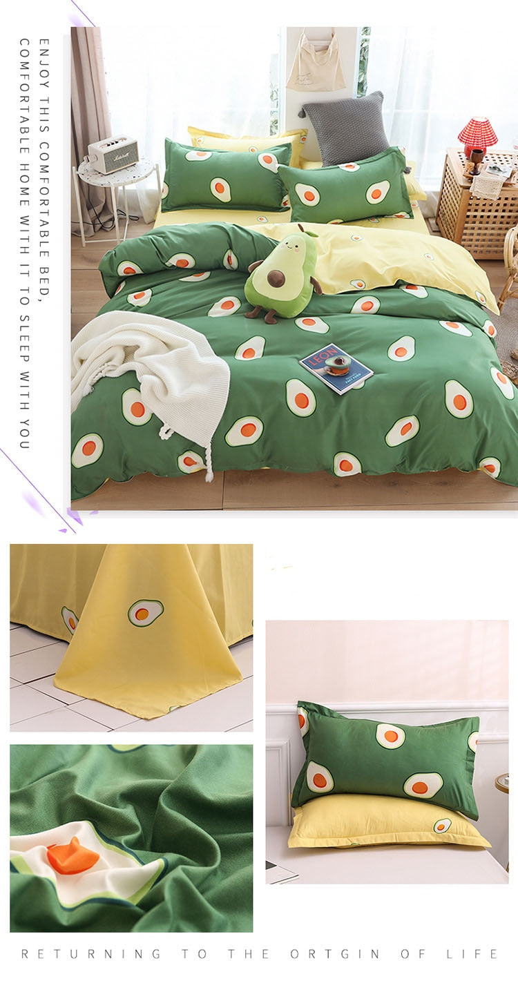 Quality Simple 4pcs Bed Linen Sheet Set Pillowcase Nordic AB Version Soft Comfortable Quilt Comforter Cover for Household