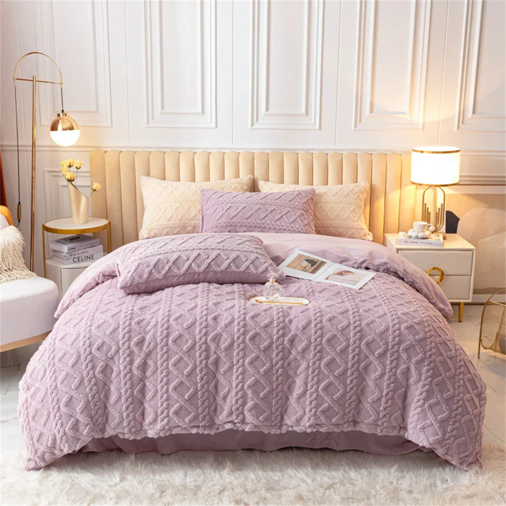 Milk Velvet Bedding Set Jacquard Tafu Velvet Thicken Winter Warm Four Piece Sets Quilt Cover Bed Linen Pillowcase Bedroom Decor