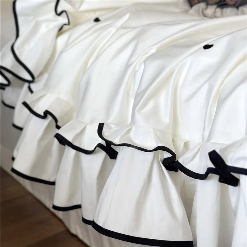 Luxury 1000TC Australian Long Staple Cotton French Princess Wedding Bedding Set Ruffles Edge Duvet Cover Bed Sheet Pillowcases