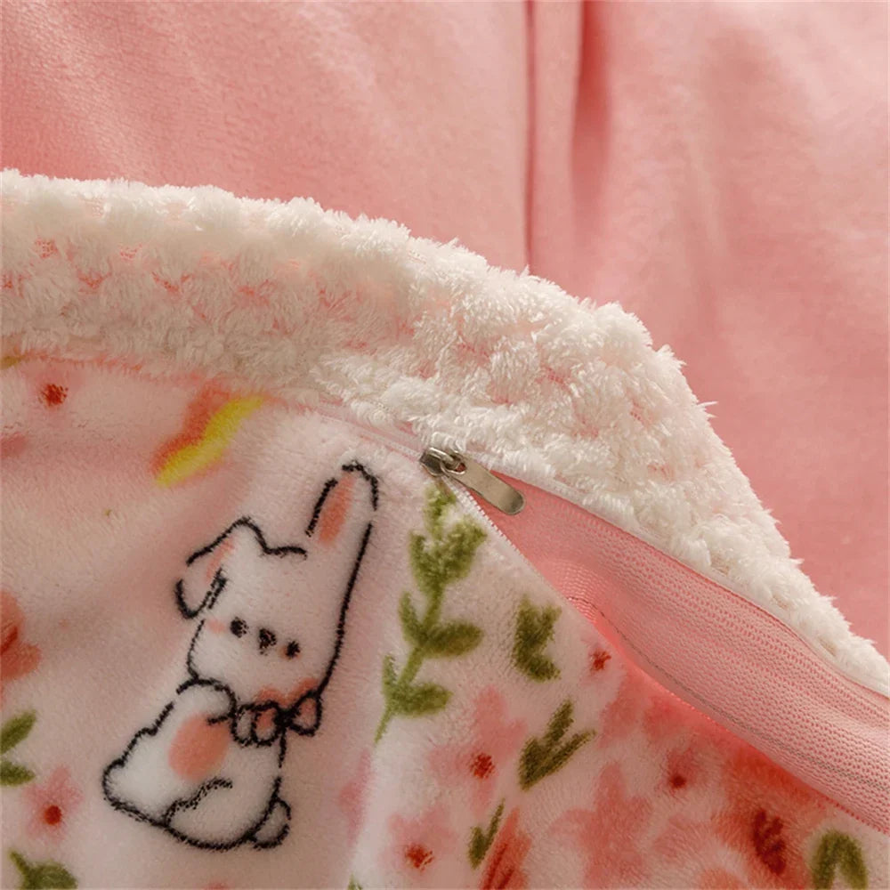 Milk Velvet Bedding Set Thicken Bound Edge High Weight Winter Warm Four Piece Set Quilt Cover Bed Linen Pillowcase Bedroom Decor