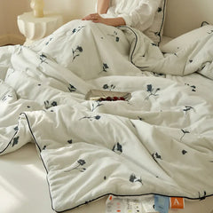 Summer Quilt Class A Knitted Aerobic Cotton Printed Soybean Quilt Summer Bedspread Home Textiles