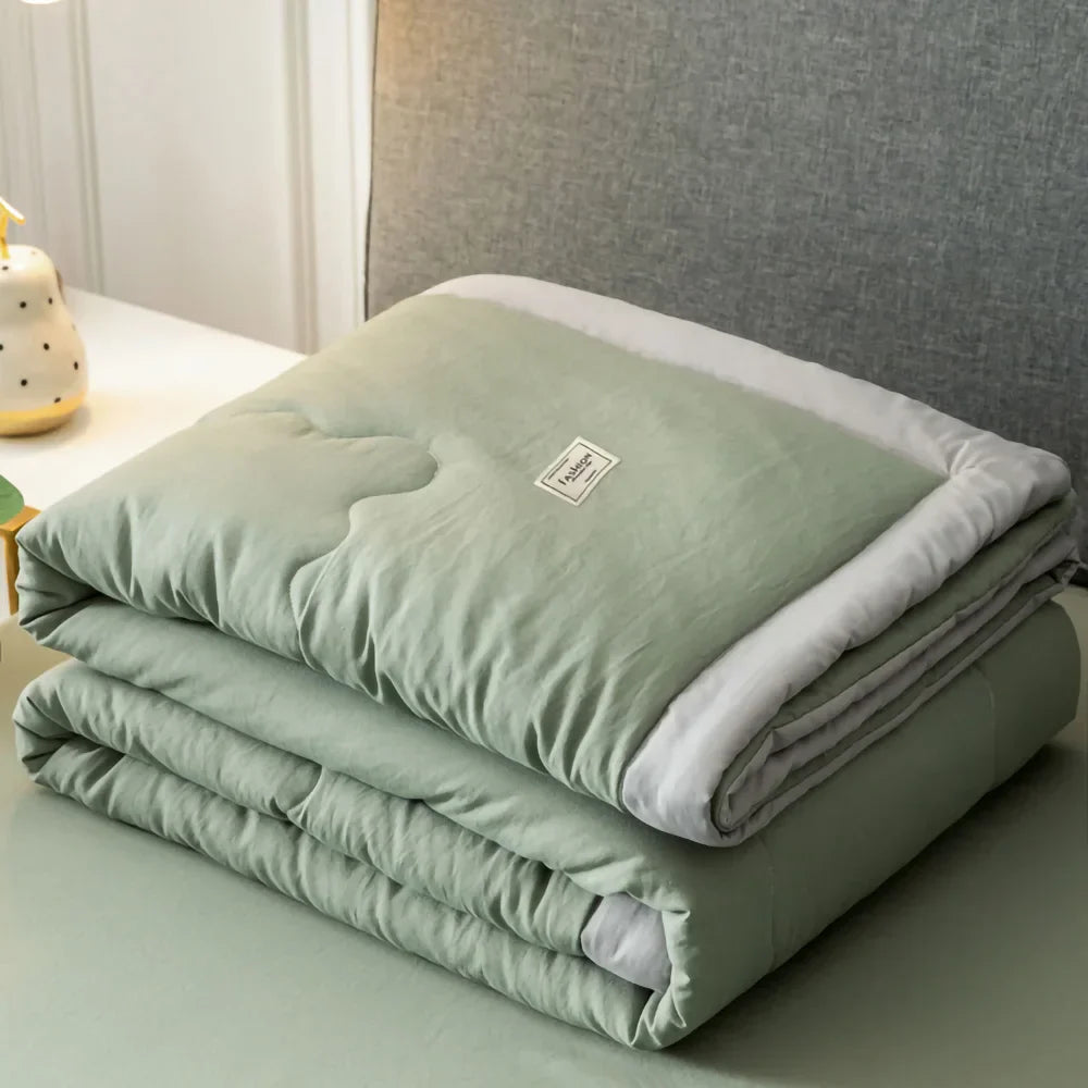 Airconditioning Quilt Gewassen Katoen Gooi Deken Quilten Dunne Dekbed Cooling Dekbed Gewatteerde Quilt Effen Kleur