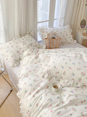 Lace Princess rose printed bedding set king size girl duvet cover set bedding sets elegant bed linen bed sheets and pillowcases
