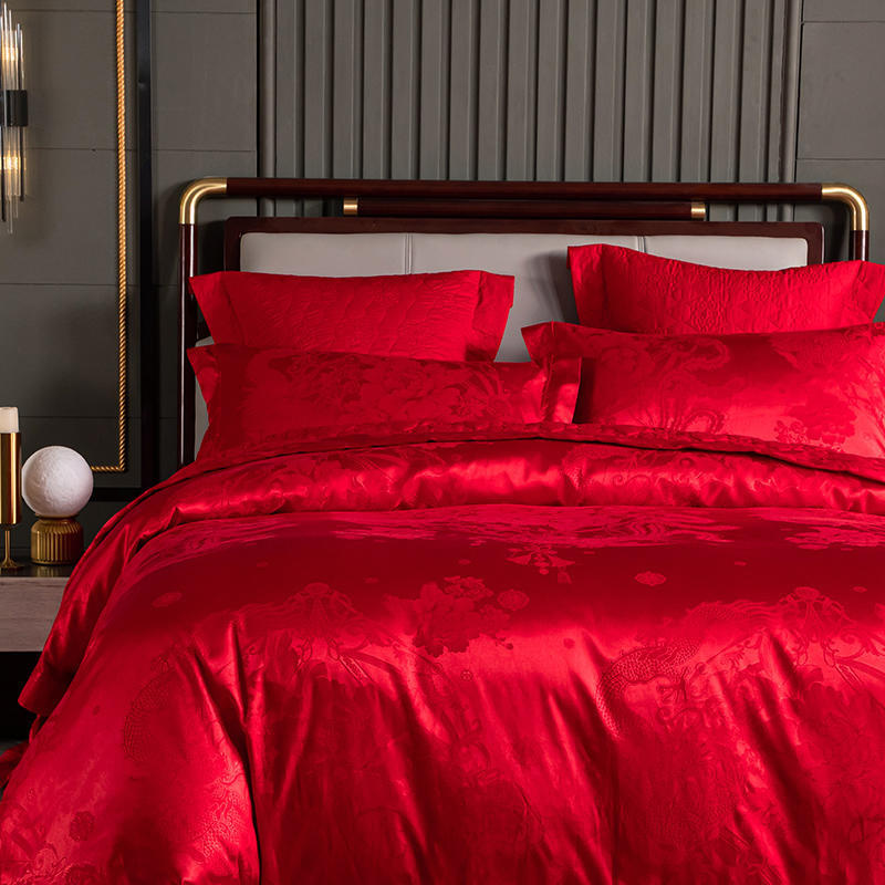 Luxury 4pcs European Jacquard Embroidery Pure Cotton Thickened Bedspread Wedding Room Bedding Quilt Cover Pillowcase