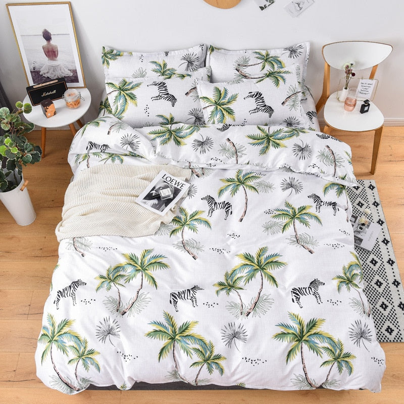 Quality Simple 4pcs Bed Linen Sheet Set Pillowcase Nordic AB Version Soft Comfortable Quilt Comforter Cover for Household