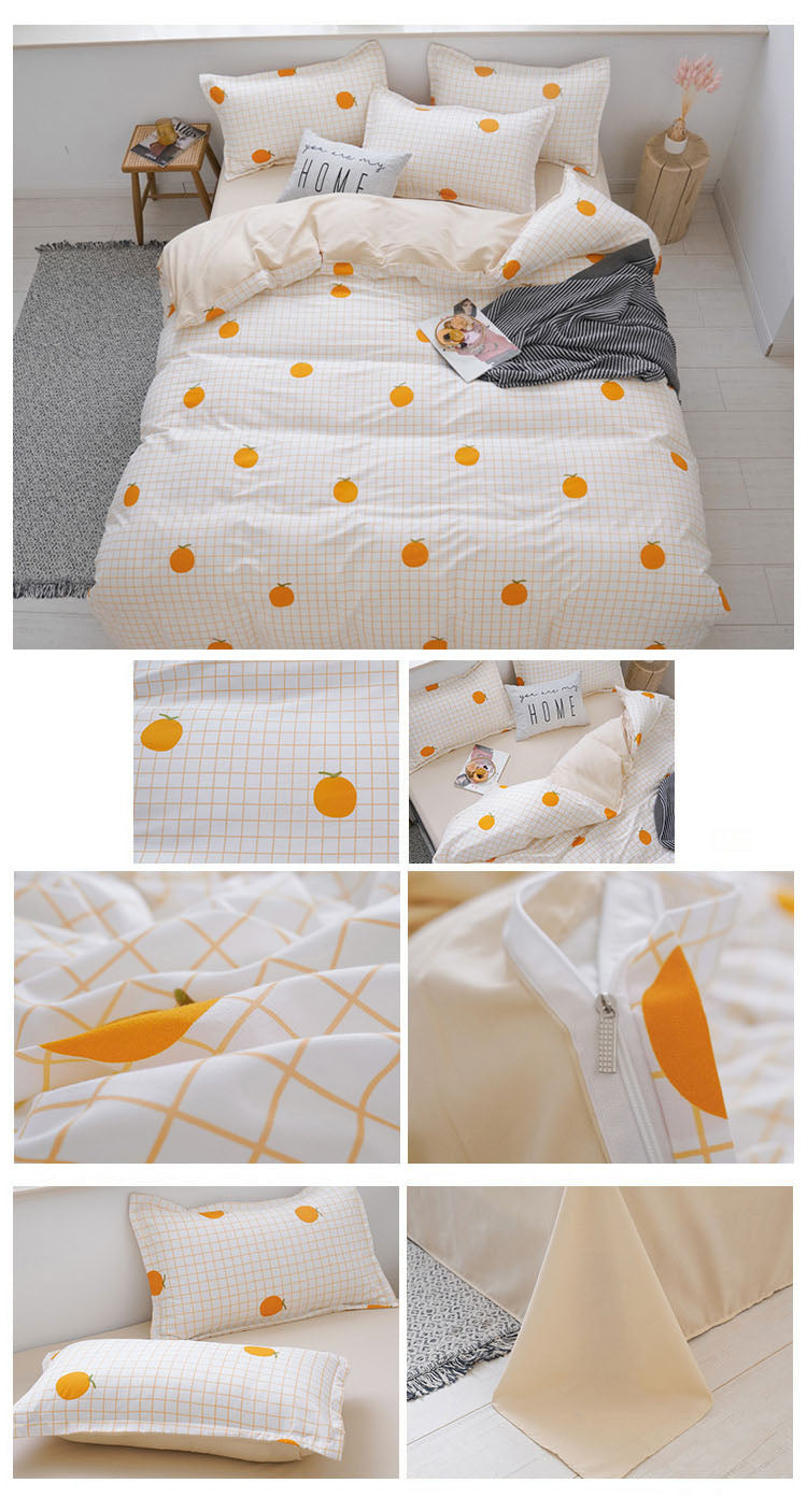 Quality Simple 4pcs Bed Linen Sheet Set Pillowcase Nordic AB Version Soft Comfortable Quilt Comforter Cover for Household