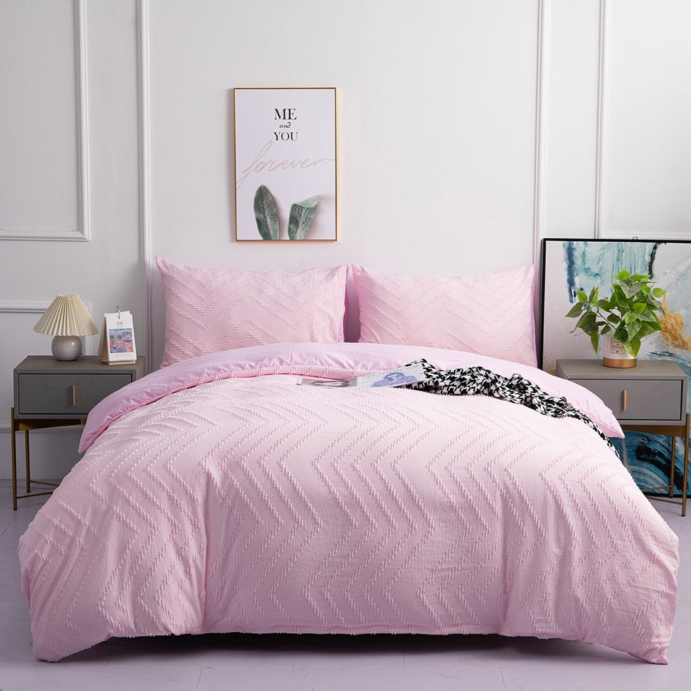 Luxury Nordic Tufted Solid Color Sheet Set Couple Double Bed Bedding Set Bedspread Quilt Cover Pillowcase for Bedroom