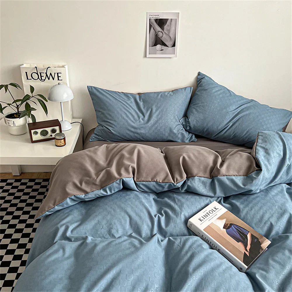 New Jacquard Bedding Set Fashion Skin Friendly Four Piece Set Quilt Cover Flat Sheet King Size Duvet Cover Pillowcase Bed Linens