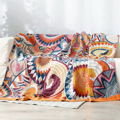 Textile City Simple Gauze Cotton Towel Blanket Colorful World Pattern Summer Air Conditioner Nap Blanket Double Quilt 250x230cm
