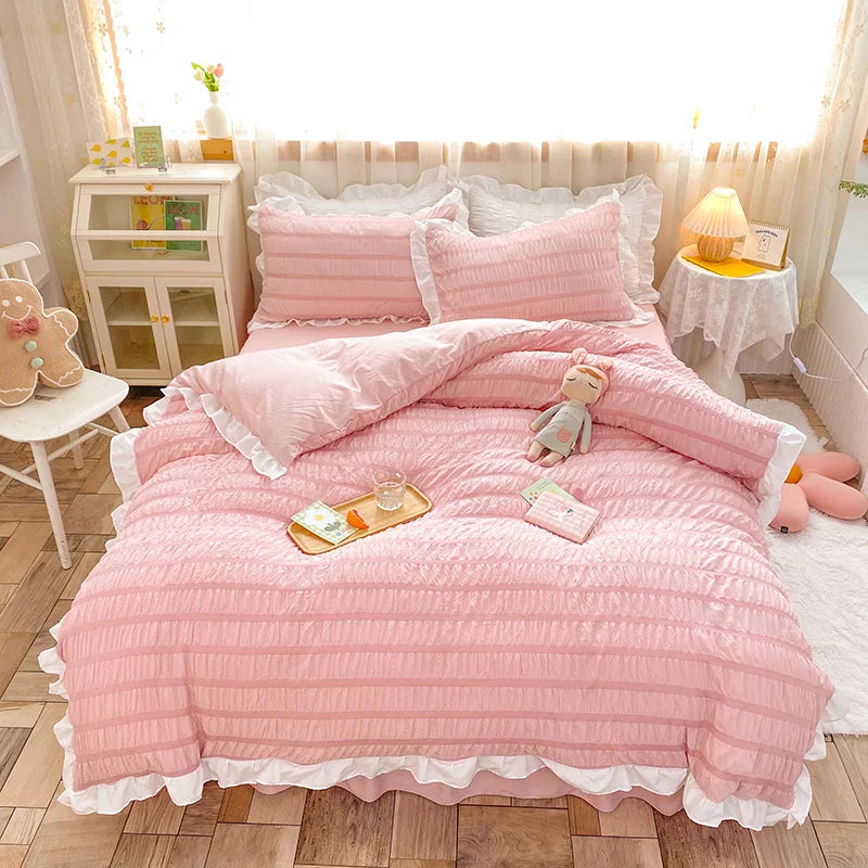 Korean Style Princess Summer Quilt Cool Chiffon Seersucker Air-conditioned Quilt Bed sheet Summer Blanket Comforter Duvet
