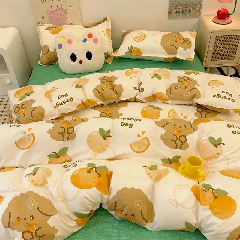 Tulips Duvet Cover Set with Flat Sheet Pillowcases Fashion Twin Double Queen Size Bed Linen Soft Boys Girls Bedding Kit