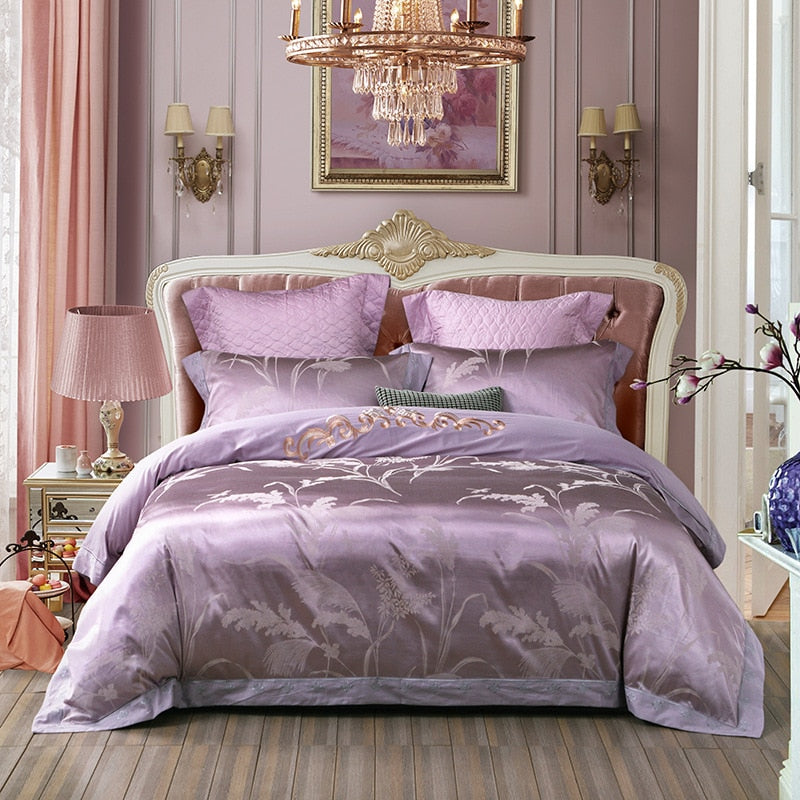 Luxury 4pcs European Jacquard Embroidery Pure Cotton Thickened Bedspread Wedding Room Bedding Quilt Cover Pillowcase