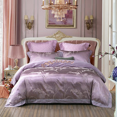 Luxury 4pcs European Jacquard Embroidery Pure Cotton Thickened Bedspread Wedding Room Bedding Quilt Cover Pillowcase